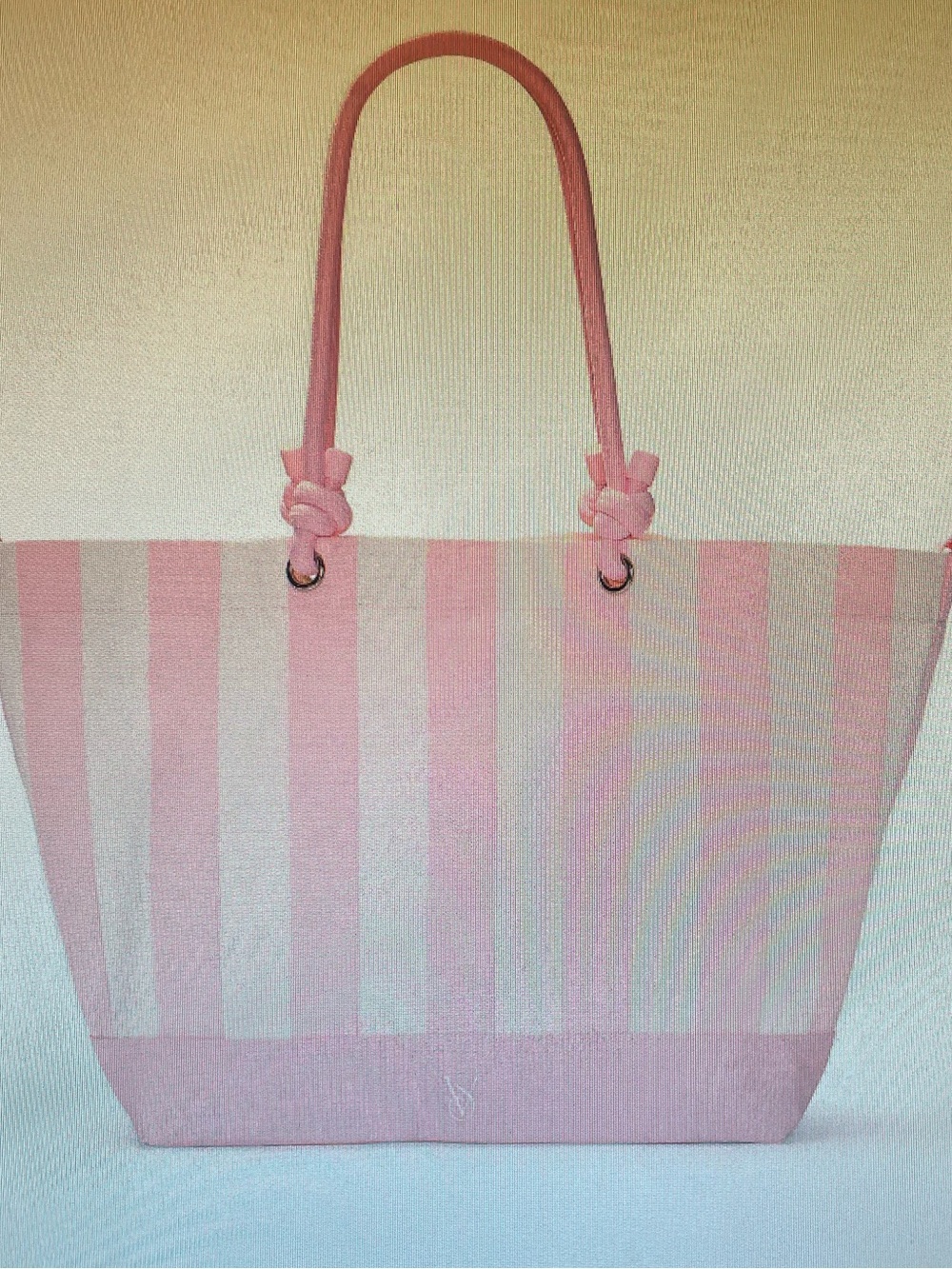 BNWT Victoria’s Secret Pink & White Striped Canvas Tote Bag